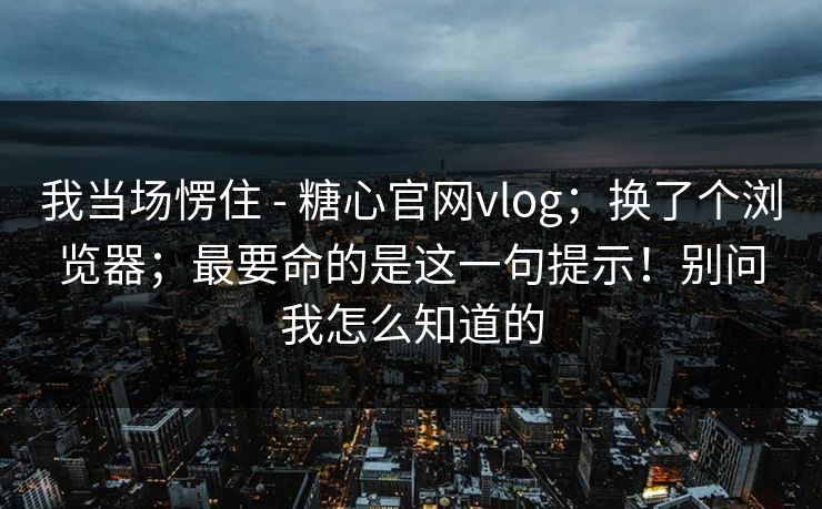 我当场愣住 - 糖心官网vlog；换了个浏览器；最要命的是这一句提示！别问我怎么知道的