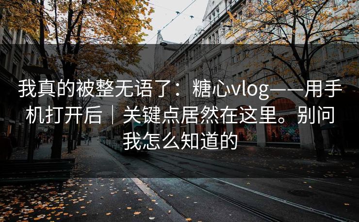 我真的被整无语了:糖心vlog——用手机打开后|关键点居然在这里。别问我怎么知道的