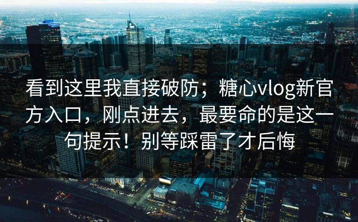 看到这里我直接破防;糖心vlog新官方入口,刚点进去,最要命的是这一句提示!别等踩雷了才后悔